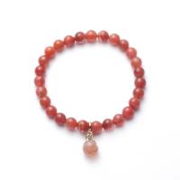 Red Agate Bracelets, Yunnan Red Agate, 14K gold-filled, anti-fatigue & for woman, 6.5mm,14-15cm, Sold By PC