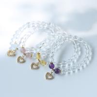 Quartz Bracelets Clear Quartz with Gemstone 14K gold-filled anti-fatigue & for woman & with rhinestone 8mm 14-15.5cm Sold By PC