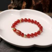 Red Agate Bracelets with Green Agate 14K gold-filled Unisex 8mm 11*14mm 14-16cm Sold By Strand