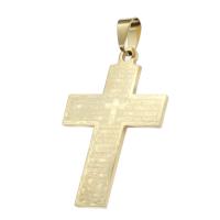 Stainless Steel Cross Pendants, golden, 43x30x1mm, Sold By PC