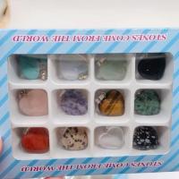 Gemstone Pendants Jewelry, Natural Stone, more colors for choice, 12PCs/Set, Sold By Set