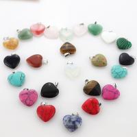 Gemstone Pendants Jewelry, Natural Stone, Heart, natural, DIY, more colors for choice, 20mm, Sold By PC