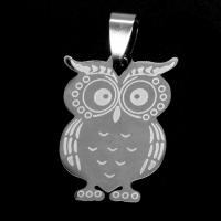 Stainless Steel Animal Pendants, Owl, original color, 25x20x1mm, Sold By PC