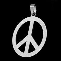 Rostfritt stål Smycken Hängen, ROSTFRITT STÅL, Peace Logo, ursprungliga färgen, 40x36x1mm, Säljs av PC