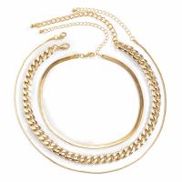 Mode-Multi-Layer-Halskette, Messing, mit Aluminium, plattiert, für Frau, goldfarben, Länge:15.7 ZollInch, verkauft von PC