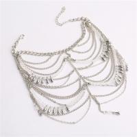 Tibetan Style Anklet, plated, for woman, silver color, Length:27 cm, Sold By PC