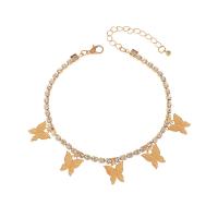 Zinc Alloy Anklet plated for woman & with rhinestone Length 29.2 cm Sold By PC