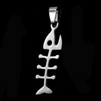 Bijoux pendentifs en acier inoxydable , Squelette de poisson, couleur originale, 37x12x1mm, Vendu par PC