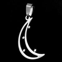 Stainless Steel Pendants, Moon, original color, 35x15x2mm, Sold By PC