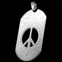 Bijoux pendentifs en acier inoxydable , Logo de la paix, couleur originale, 38x22x1mm, Vendu par PC