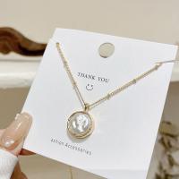 Zinc Alloy Jewelry Necklace with Pearl Shell plated fashion jewelry & for woman golden Sold By PC