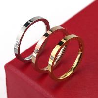 Titantium Steel finger ring, Titan Stål, plated, Unisex & med cubic zirconia, fler färger för val, 2mm, Säljs av PC