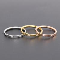 Titanium Steel Finger Ring, plated, fashion jewelry & micro pave cubic zirconia, more colors for choice, 2mm, Sold By PC