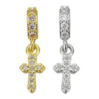 Cubic Zirconia Micro Pave Brass Pendant, Cross, plated, micro pave cubic zirconia, more colors for choice, 21mm,6x12x2mm, Hole:Approx 3x5mm, 20PCs/Lot, Sold By Lot