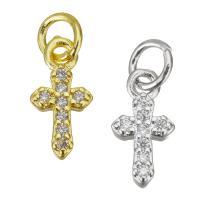 Cubic Zirconia Micro Pave Brass Pendant, Cross, plated, micro pave cubic zirconia, more colors for choice, 6x12x2mm, Hole:Approx 3.5mm, 20PCs/Lot, Sold By Lot