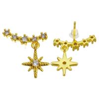 Boucles d'oreilles pendantes en laiton, Placage de couleur d'or, pavé de micro zircon, 18mm,10x13mm, 10PC/lot, Vendu par lot