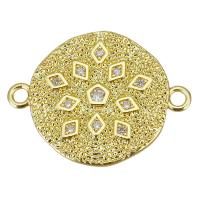 Cubic Zirconia Micro Pave Brass Connector Flat Round gold color plated micro pave cubic zirconia Approx 1.5mm Sold By Lot