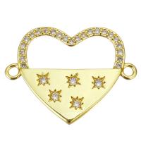 Cubic Zirconia Micro Pave Brass Connector Heart gold color plated micro pave cubic zirconia & hollow Approx 1.5mm Sold By Lot