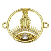 Cubic Zirconia Micro Pave Brass Connector gold color plated micro pave cubic zirconia & hollow Approx 1.5mm Sold By Lot