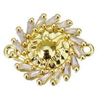 Cubic Zirconia Micro Pave Brass Connector gold color plated micro pave cubic zirconia Approx 1.5mm Sold By Lot