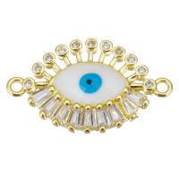 Cubic Zirconia Micro Pave Brass Connector, Eye, gold color plated, micro pave cubic zirconia & enamel, 25x15x3mm, Hole:Approx 1.5mm, 20PCs/Lot, Sold By Lot