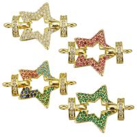 Cubic Zirconia Micro Pave Brass Connector Star gold color plated micro pave cubic zirconia & hollow 32mm Approx 2.5mm Sold By Lot