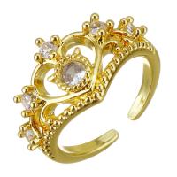 cobre Cuff Ring Finger, cromado de cor dourada, Ajustável & micro pavimento em zircônia cúbica, 12.50mm, 10PCs/Lot, vendido por Lot