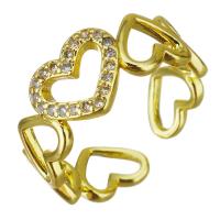aço inoxidável Cuff Ring Finger, cromado de cor dourada, Ajustável & micro pavimento em zircônia cúbica & vazio, 8mm, Buraco:Aprox 2.5mm, tamanho:5, 10PCs/Lot, vendido por Lot