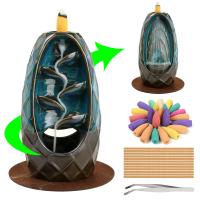 Backflow Incense Burner, Porcelain, plated, for home and office & durable, 235x150x150mm, Sold By PC