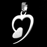 Stainless Steel Heart Pendants, original color, 32x23x1mm, Sold By PC