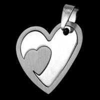 Stainless Steel Heart Pendants, original color, 26x30x1mm, Sold By PC