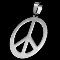 Stainless Steel Pendants, Peace Logo, original color, 33x30x1mm, Sold By PC