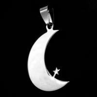 Bijoux pendentifs en acier inoxydable , Lune et Etoile, couleur originale, 30x20x1mm, Vendu par PC