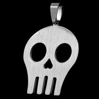 Stainless Steel Skull Pendants, Halloween Jewelry Gift, original color, 34x29x1mm, Sold By PC