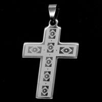 Stainless Steel Cross Pendants, original color, 43x30x1mm, Sold By PC