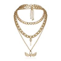 Mode-Multi-Layer-Halskette, Zinklegierung, plattiert, für Frau, goldfarben, verkauft von setzen