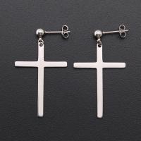 Titanium Steel Drop Earring Cross plated fashion jewelry & Unisex 33mm Sold By PC