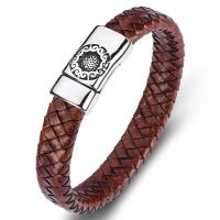 PU Leather Bracelet stainless steel magnetic clasp & for man Sold By PC