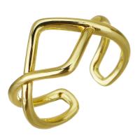 cobre Cuff Ring Finger, cromado de cor dourada, Ajustável, 11mm, tamanho:6, 20PCs/Lot, vendido por Lot