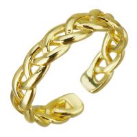 Латунь Манжеты палец кольцо, плакирован золотом, Регулируемый, 4.50mm, размер:6, 20ПК/Лот, продается Лот