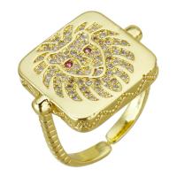 Kubieke Circonia Micro Pave Brass Ring, Messing, gold plated, Verstelbare & micro pave zirconia, 16mm, Maat:5, 10pC's/Lot, Verkocht door Lot
