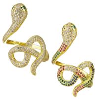 Cubique anneau en laiton Circonia Micro Pave, serpent, Placage de couleur d'or, Réglable & pavé de micro zircon, plus de couleurs à choisir, 40mm, Taille:8, 10PC/lot, Vendu par lot