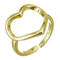 cobre Cuff Ring Finger, Coração, cromado de cor dourada, Ajustável & vazio, 17mm, tamanho:6, 20PCs/Lot, vendido por Lot