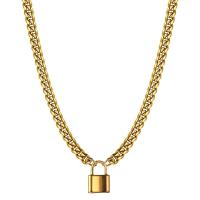 Stainless Steel Jewelry Necklace, Lock, plated, fashion jewelry & for woman, more colors for choice, Length:Approx 15.75 Inch, Sold By PC