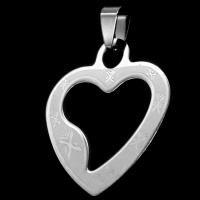 Нержавеющая сталь Сердце Подвески, нержавеющая сталь, оригинальный цвет, 33x30x1mm, продается PC