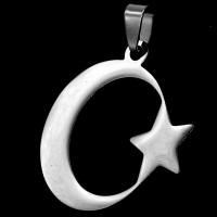 Stainless Steel Pendants, Moon and Star, original color, 35x35x1mm, Sold By PC