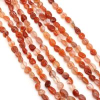 Naturlig rød agat perler, Red Agate, Nuggets, du kan DIY, rød, 6-8mm, Solgt Per 38 cm Strand