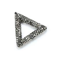 Befestigte Zirkonia Perlen, Messing, Dreieck, plattiert, Micro pave Zirkonia, schwarz, 31x35mm, verkauft von PC