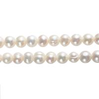 Perles nacres pommes de terre de culture d'eau douce, perle d'eau douce cultivée, pomme de terre, fileté, styles différents pour le choix, blanc, 9-10mm, Vendu par brin