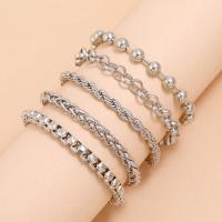 Iron Bracelet, with 1.96 extender chain, 5 pieces & fashion jewelry & Unisex, more colors for choice, Length:6.69 Inch, Sold By Set